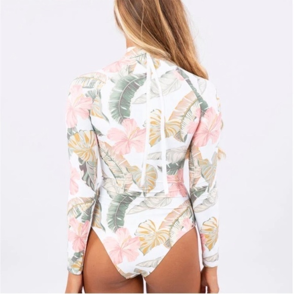 Rip Curl Tropic Coast Cheeky Long Sleeve One Piece Surf Swimsuit Rashguard M NWT - Picture 5 of 10